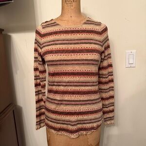 LRL Lauren Ralph Lauren Linen Striped Long Sleeve Top
